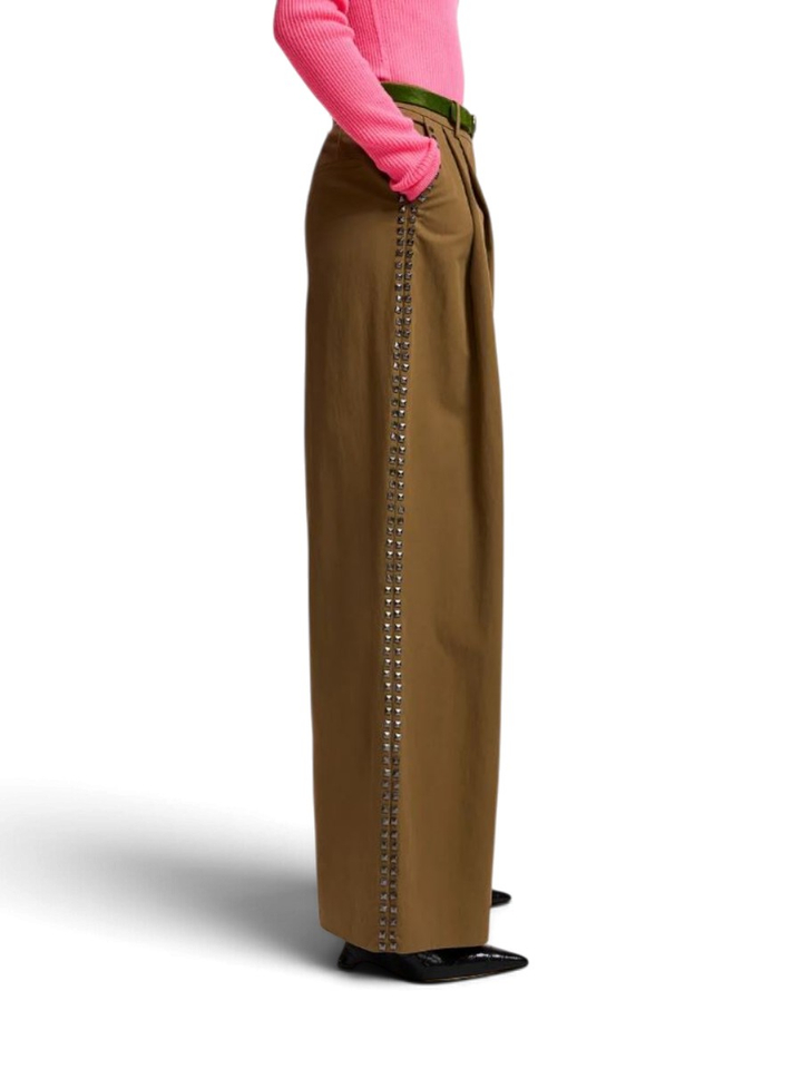 Bruine brede broek met studs Korrupt Essentiel