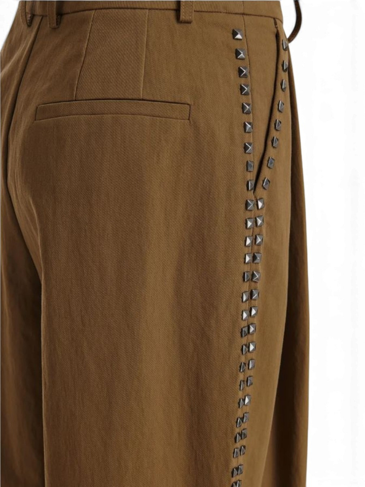 Bruine brede broek met studs Korrupt Essentiel