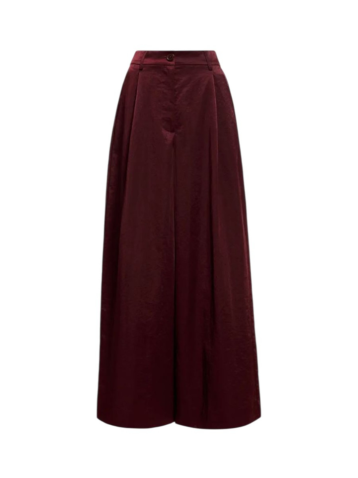 Bordeaux wide leg broek met bandplooien Karmen Essentiel