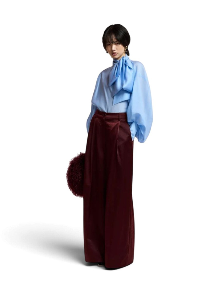 Bordeaux wide leg broek met bandplooien Karmen Essentiel