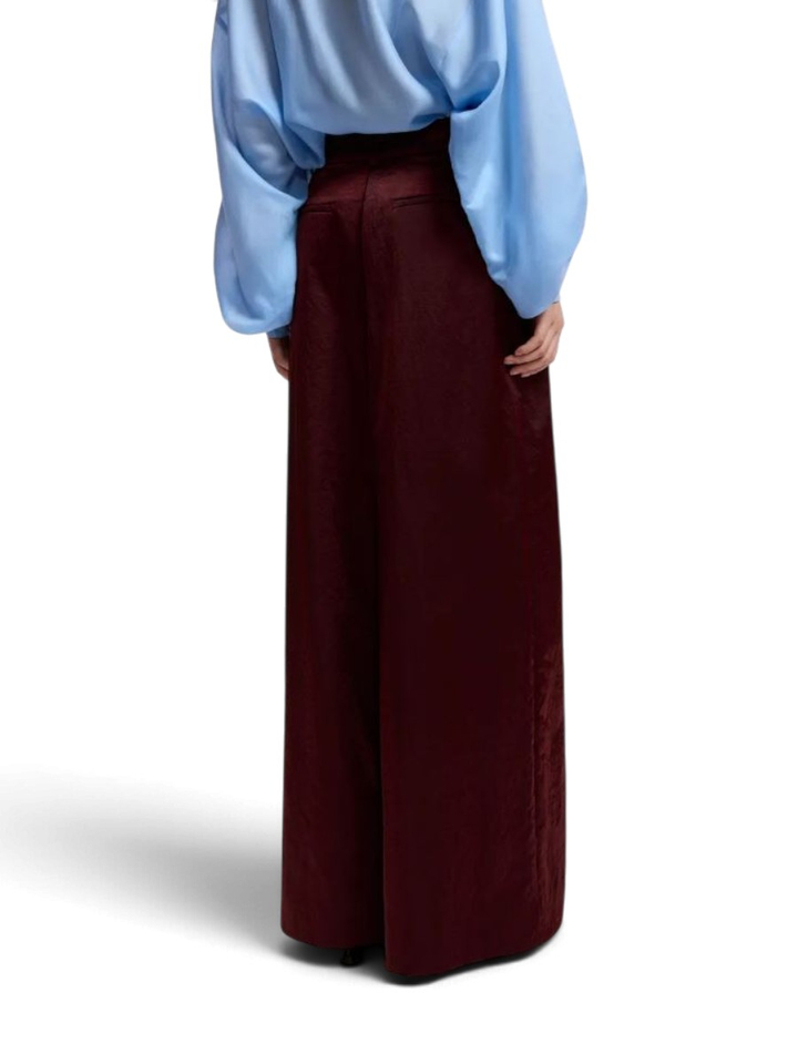 Bordeaux wide leg broek met bandplooien Karmen Essentiel