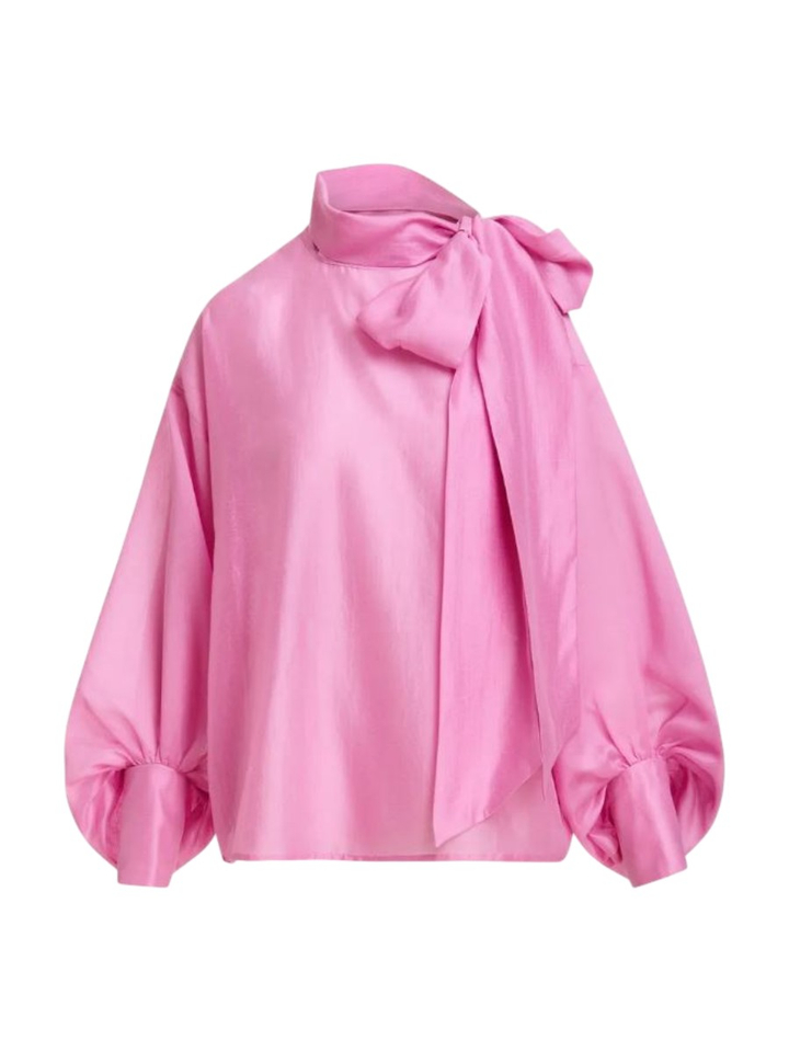 Roze oversized blouse met strikkraag Karismatic Essentiel