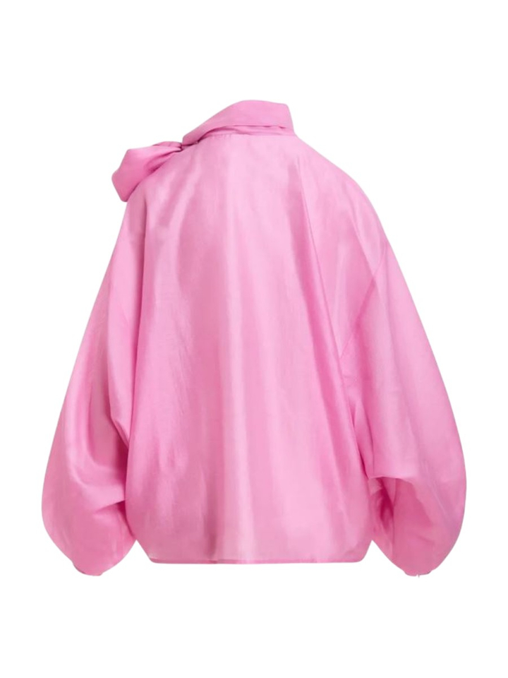 Roze oversized blouse met strikkraag Karismatic Essentiel