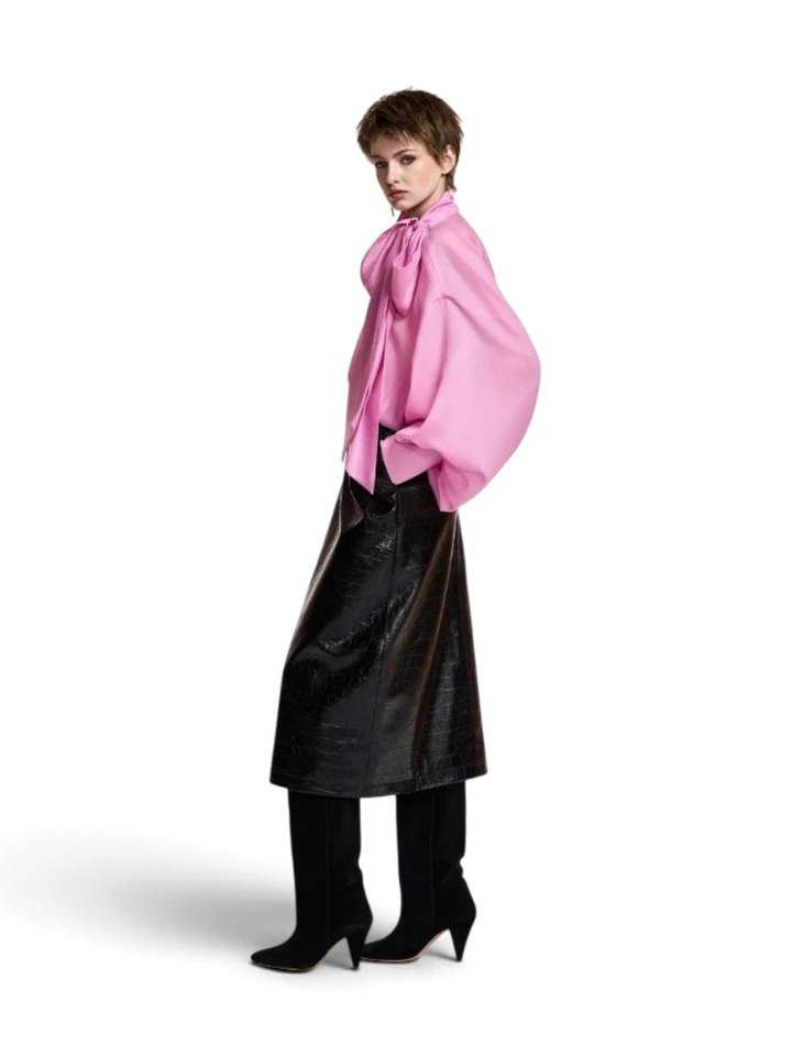 Roze oversized blouse met strikkraag Karismatic Essentiel