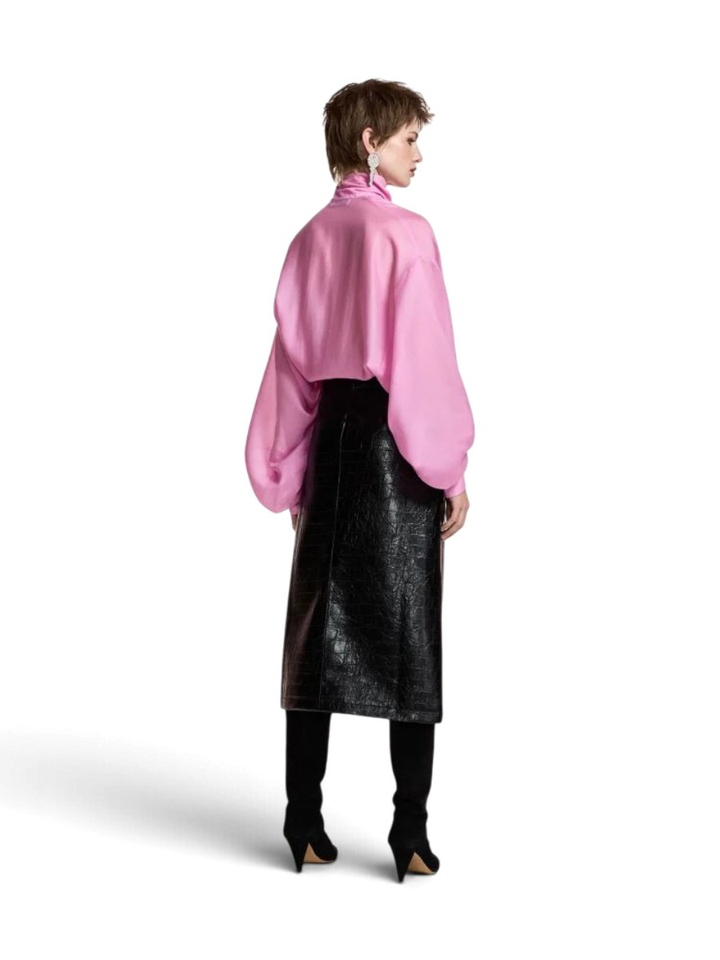 Roze oversized blouse met strikkraag Karismatic Essentiel