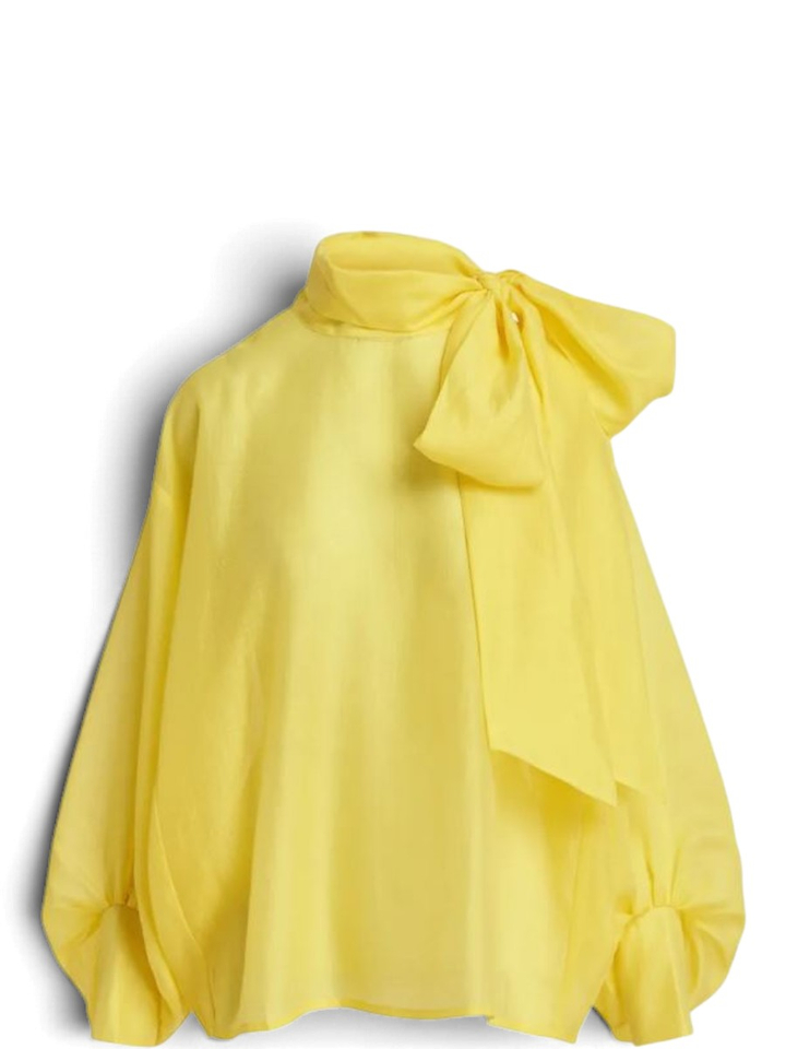 Gele strikblouse met pofmouwen Karismatic Essentiel 