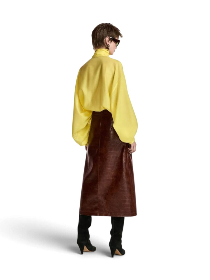 Gele strikblouse met pofmouwen Karismatic Essentiel 