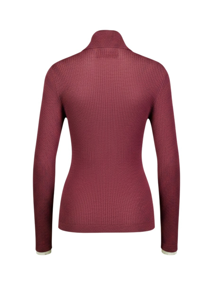 Bordeaux aansluitende pull in ribbel Kelmuse Essentiel 