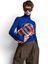Blauwe wollen aansluitende pull met rolkraag in ribbel Kelmuse Essentiel 