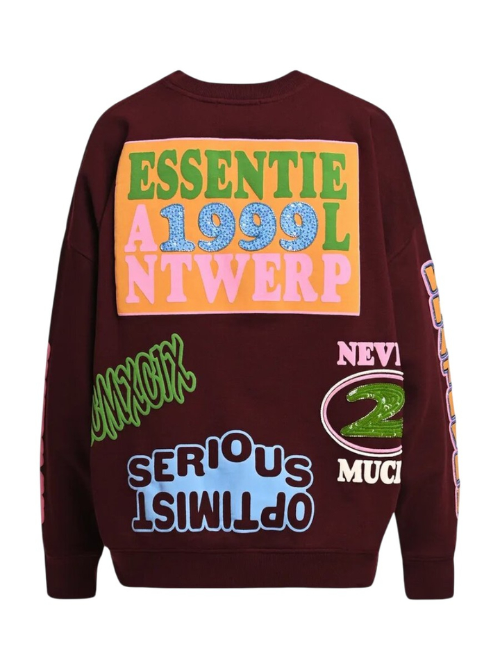 Bordeaux sweater met veelkleurige grafische prints Kampus Essentiel
