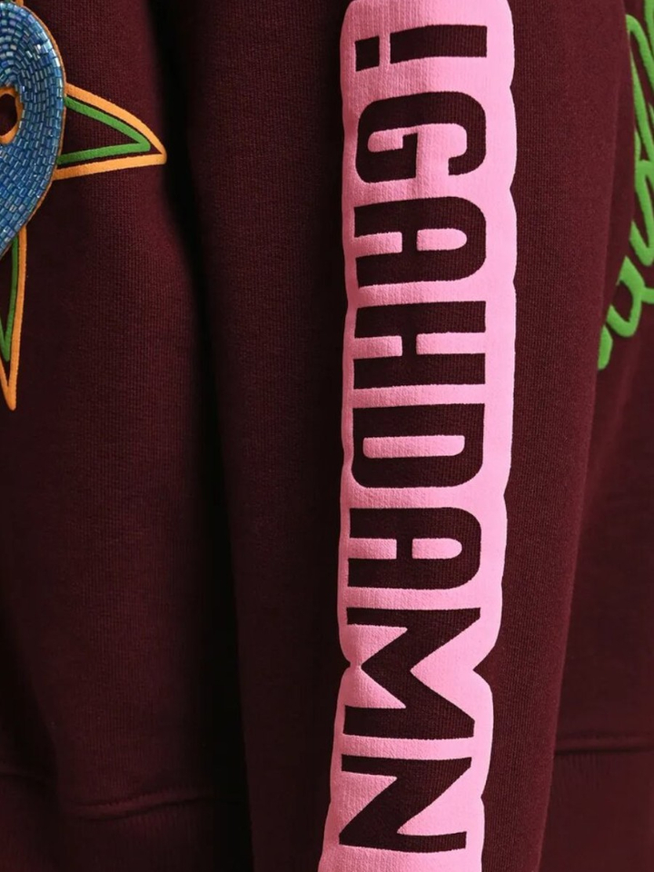 Bordeaux sweater met veelkleurige grafische prints Kampus Essentiel