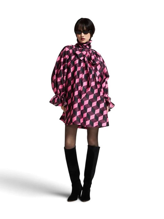 Multicolor mini-jurk met geometrische print en strik Kioanna Essentiel