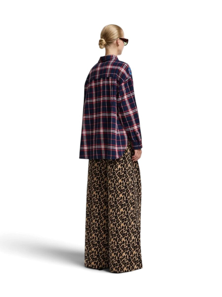 Bruine en zwarte luipaardprint broek met brede pijp Kelly Essentiel