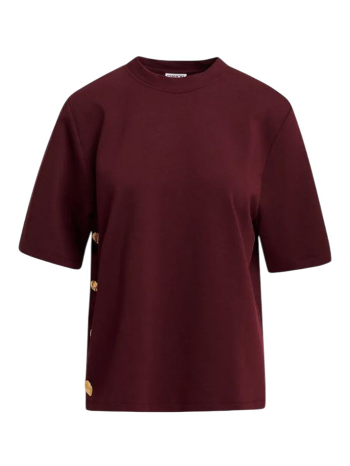 Bordeaux T-shirt van katoenmix met knopen opzij Korse Essentiel 
