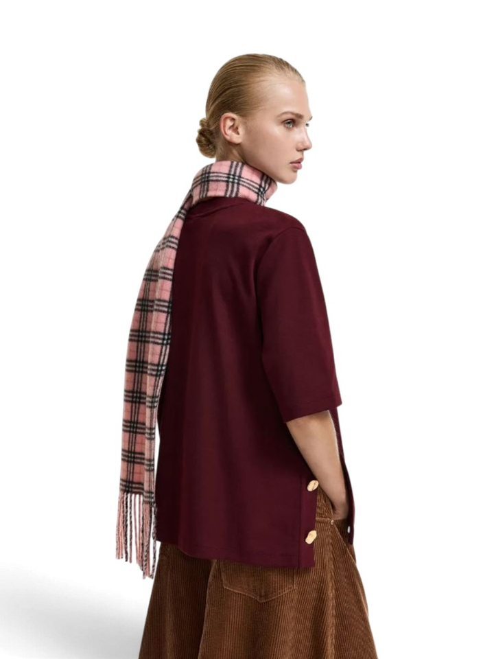 Bordeaux T-shirt van katoenmix met knopen opzij Korse Essentiel 