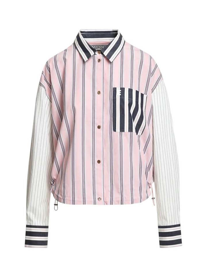 Roze multicolor blouse met strepen en borstzak Essentiel Antwerp