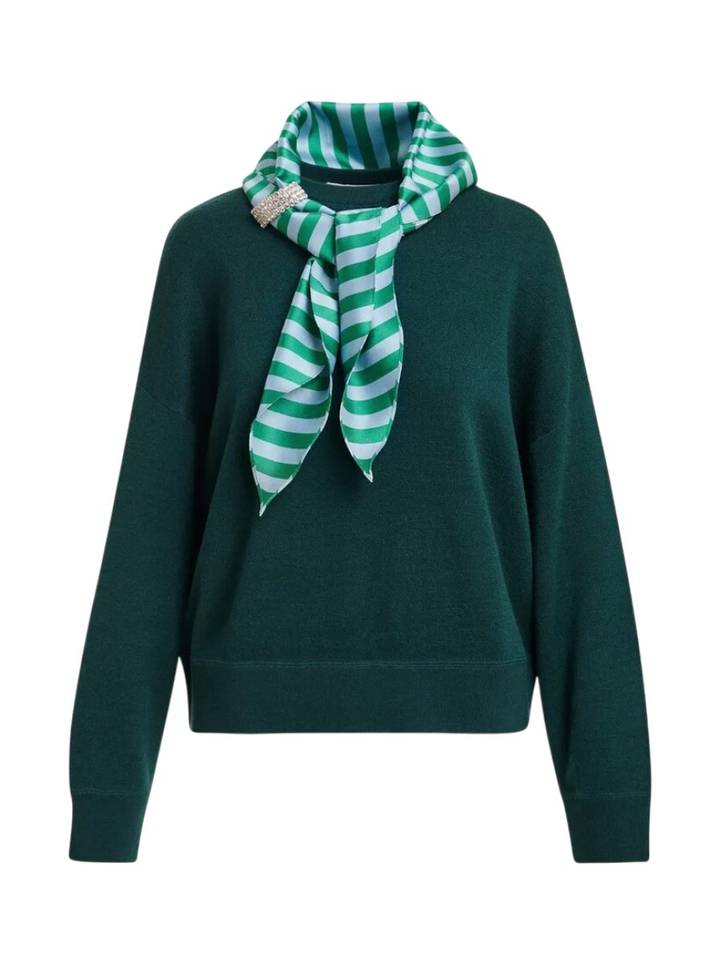 Groene trui van wolmix met gestreepte sjaal Kurtis Essentiel 