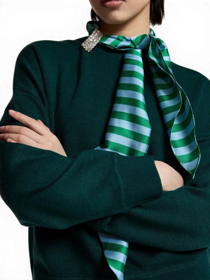 Groene trui van wolmix met gestreepte sjaal Kurtis Essentiel 