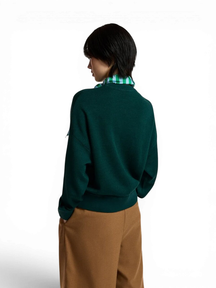 Groene trui van wolmix met gestreepte sjaal Kurtis Essentiel 