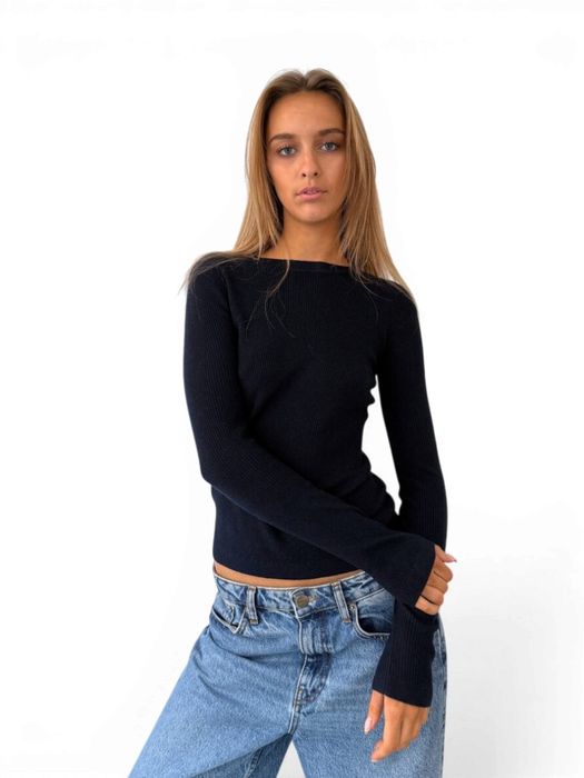 Navy blauwe aansluitende pull Bianca Boii