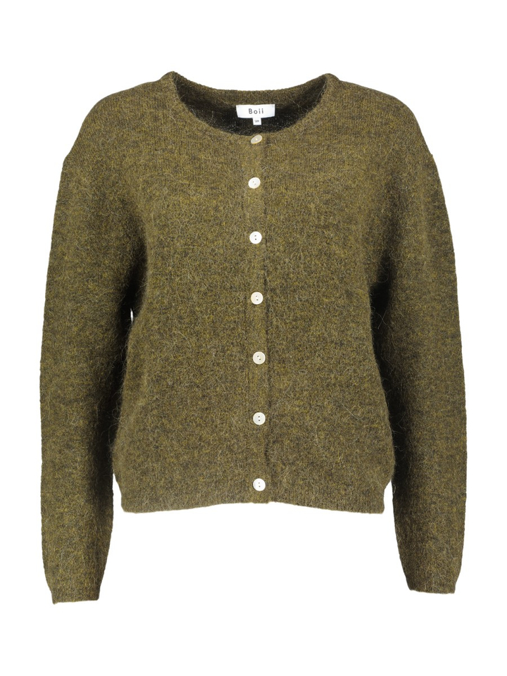 Groene melange cardigan met knopen Flora Boii