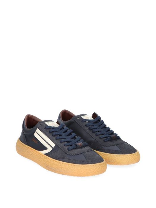 Blauwe vintage waxed lage sneakers Puraai