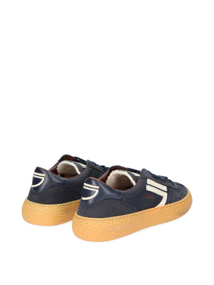 Blauwe vintage waxed lage sneakers Puraai 