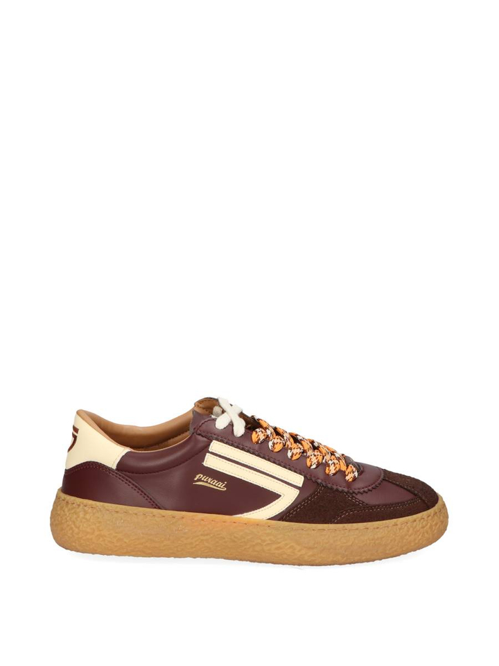 Bruine vintage vegan ecoleather lage sneakers Puraai