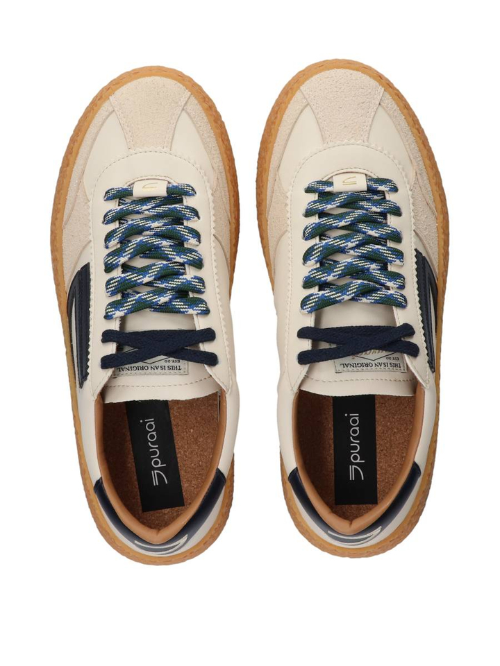 Witte vintage vegan ecoleather lage sneakers Puraai