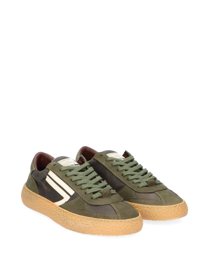 Kaki groene vintage waxed lage sneakers Puraai