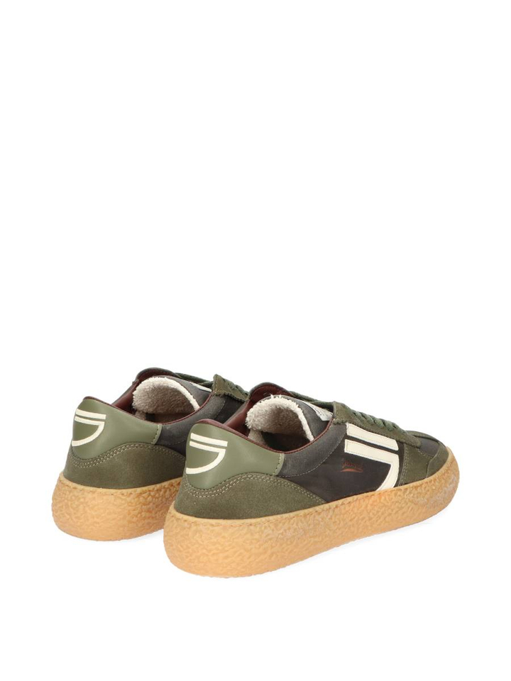 Kaki groene vintage waxed lage sneakers Puraai