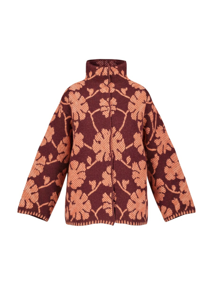 Bordeaux gebreide vest met bloemenprint Floor 