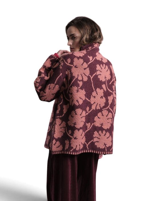 Bordeaux gebreide vest met bloemenprint Floor