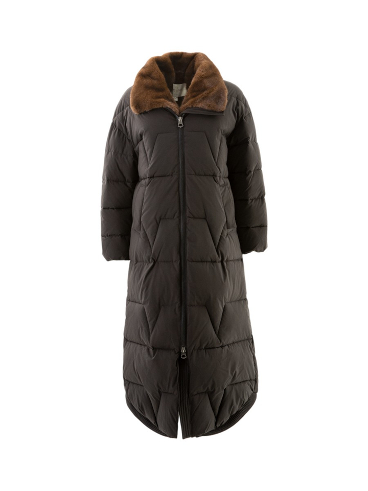 Zwarte lange pufferjas met faux fur Urbancode 