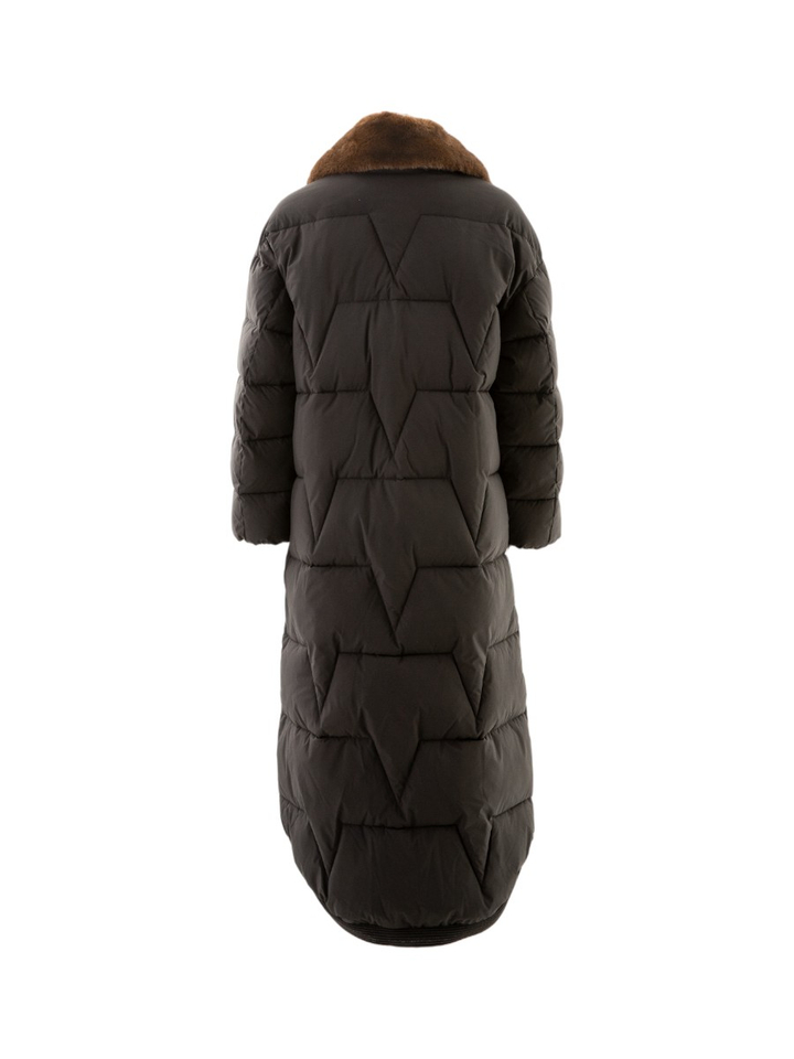 Zwarte lange pufferjas met faux fur Urbancode 