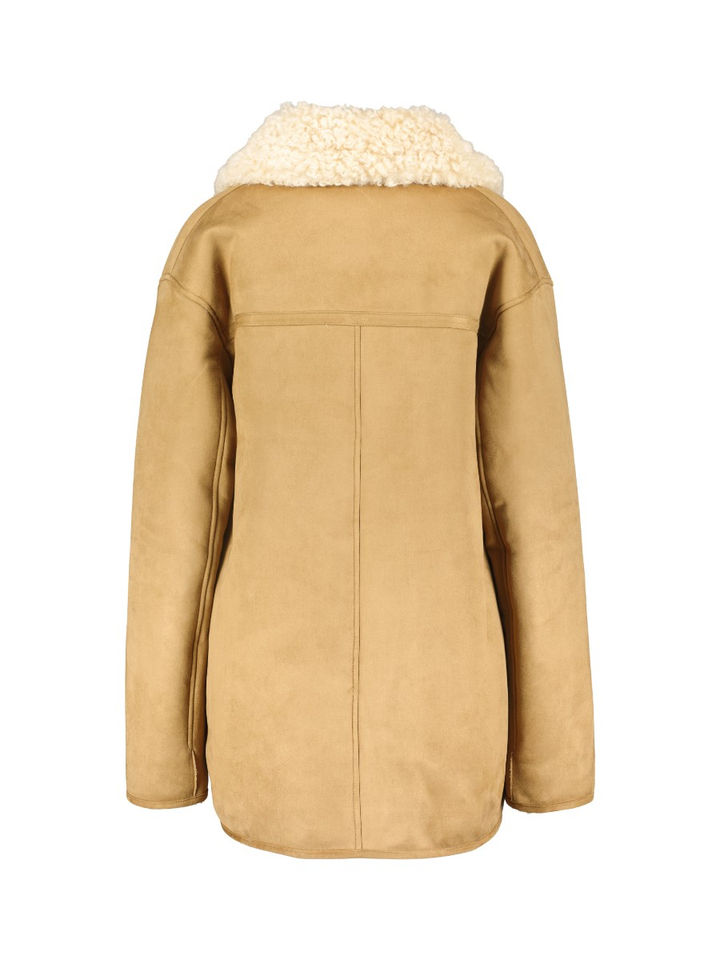 Beige jas in faux fur met teddy Urbancode 