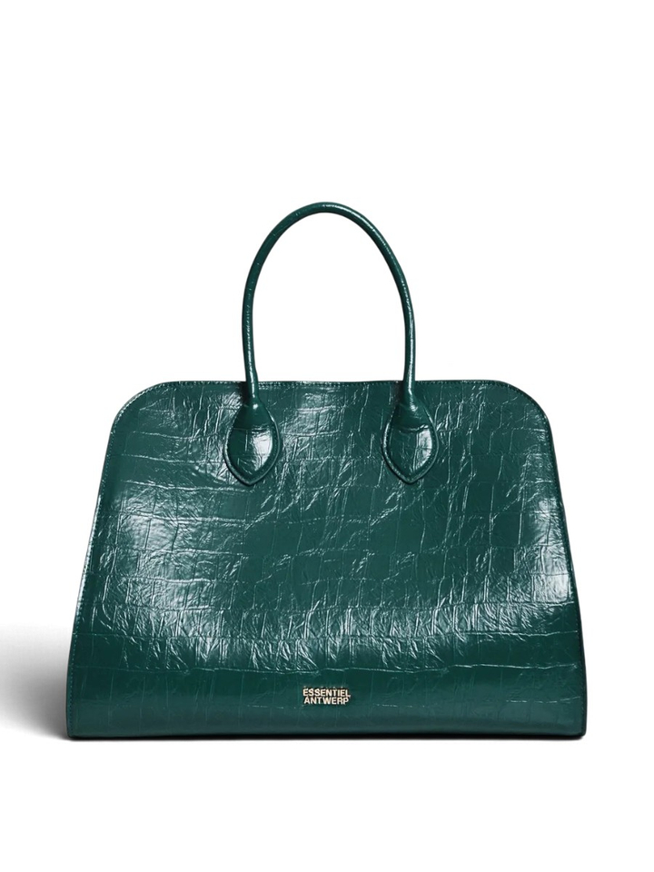 Donkergroene shopper in faux krokodillenleer Katarina Essentiel