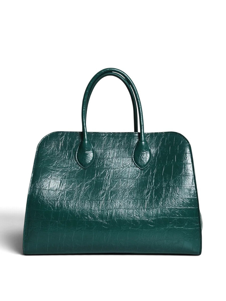 Donkergroene shopper in faux krokodillenleer Katarina Essentiel