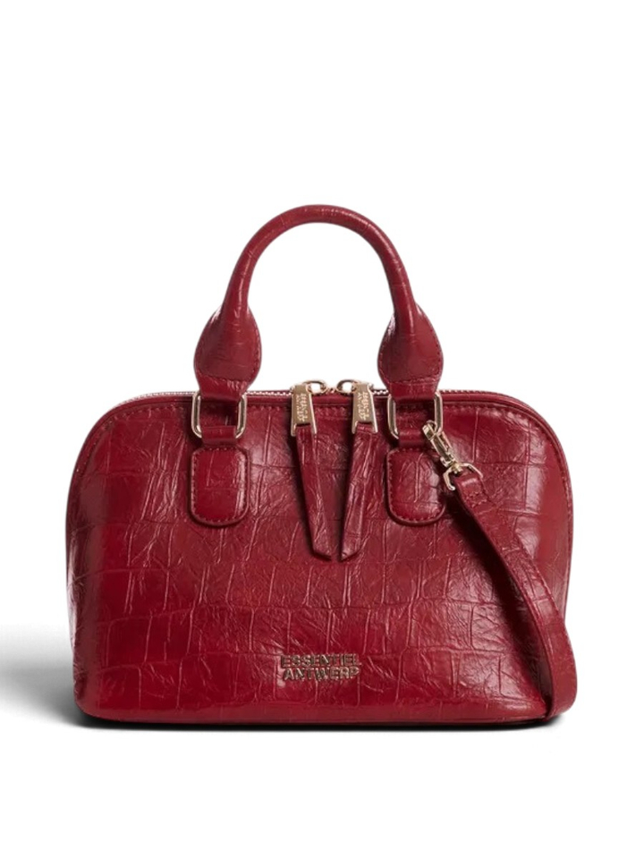 Rode bowlingtas in faux krokodillenleer Kamilla Essentiel
