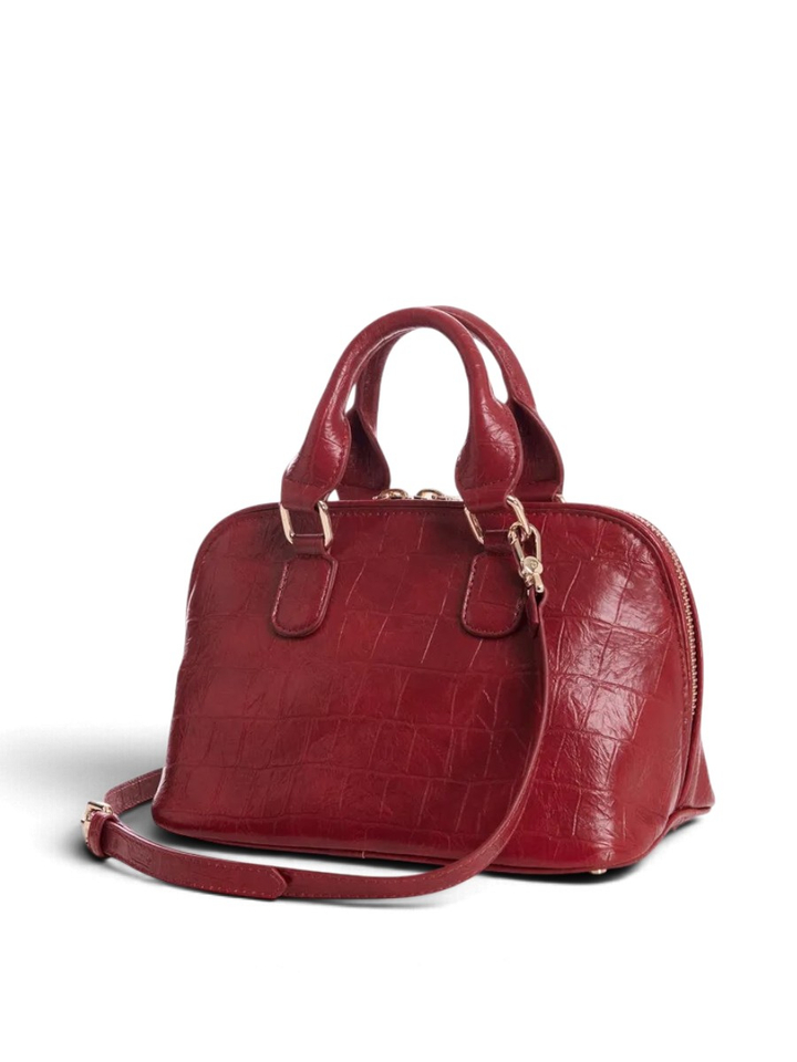 Rode bowlingtas in faux krokodillenleer Kamilla Essentiel