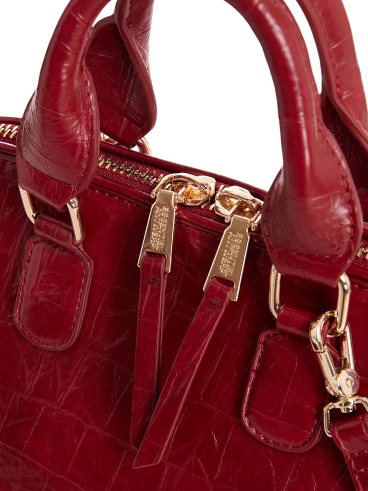 Rode bowlingtas in faux krokodillenleer Kamilla Essentiel