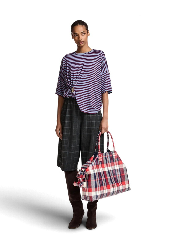 Rood, marineblauw en gebroken wit geruite shopper Konstantin Essentiel
