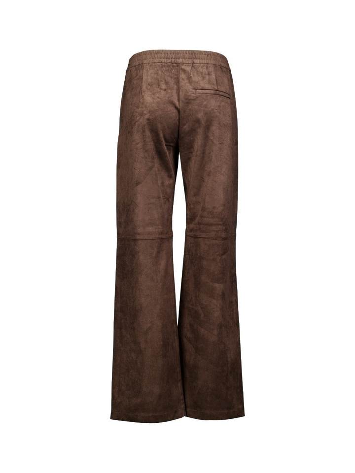 Donkerbruine broek met kniedetail in suèdelook Mac