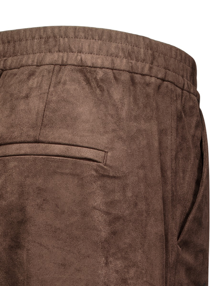 Donkerbruine broek met kniedetail in suèdelook Mac