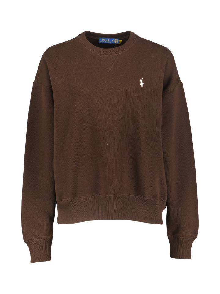 Chocoldebruine katoenen sweater met ronde hals Ralph Lauren