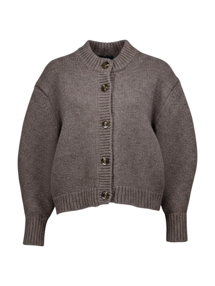 Bruine dikke gebreide cardigan in wol Soeur 
