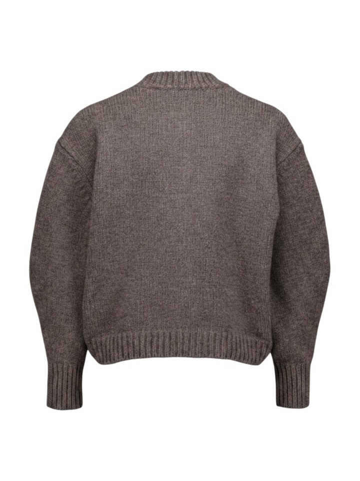 Bruine dikke gebreide cardigan in wol Soeur 