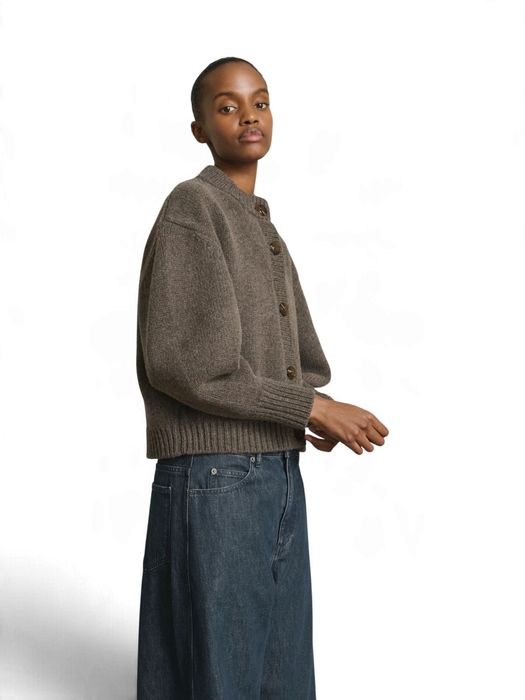 Bruine dikke gebreide cardigan in wol Soeur