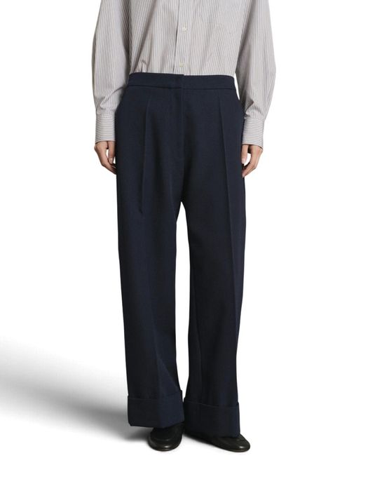 Donkerblauwe broek loose fit met omslag Kobe Soeur