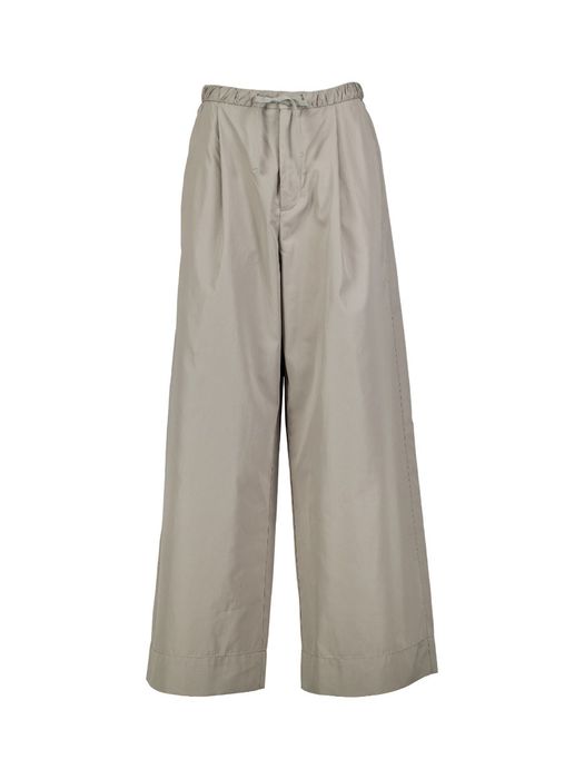 Grijze katoenen wijde broek met bandplooi Hugues Soeur